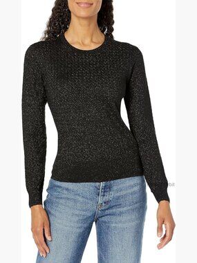 Wool Blend Knit Fitted Pullover Sweater Crewneck Logo Hip